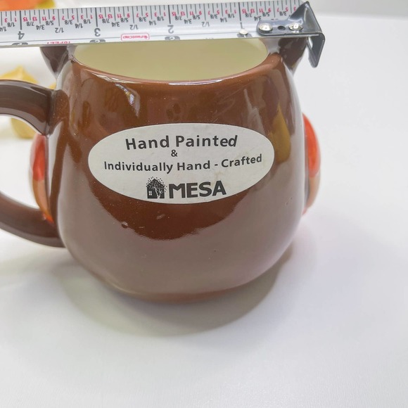 Mesa Home Products Coffee Mug 3D Owl Hand Painted Orange Brown 16 Oz Adorable! - Picture 5 of 9